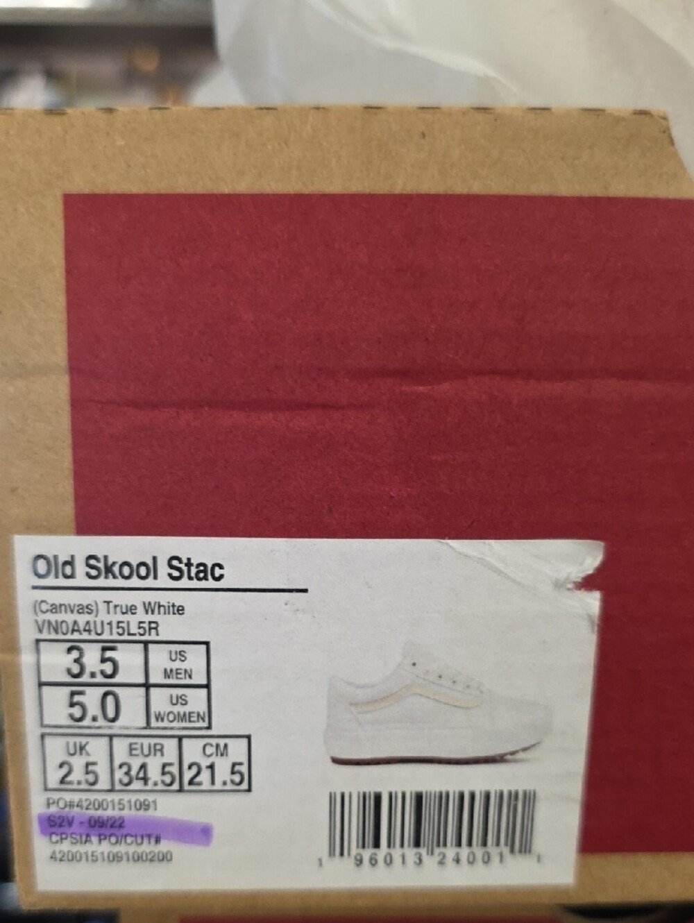 Vans Old Skool Stack True White Men's 3.5 Women's 5.0 New With Box - Picture 2 of 6